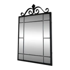 Miroir mural en fer forgé noir Art Déco, Belgique, années 1930