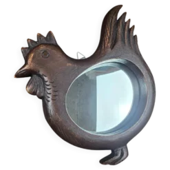 Miroir mural en forme de poule, bois sculpté vintage
