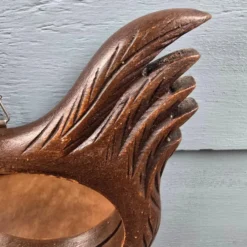 Miroir mural en forme de poule, bois sculpté vintage