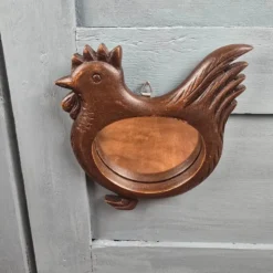 Miroir mural en forme de poule, bois sculpté vintage