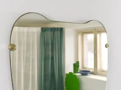 Miroir mural en laiton sculptural, Italie, années 1950