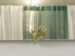Miroir mural en laiton sculptural, Italie, années 1950