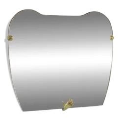 Miroir mural en laiton sculptural, Italie, années 1950