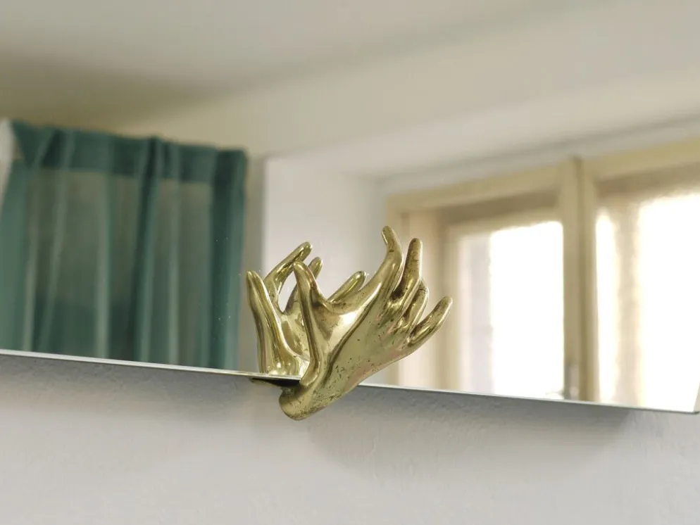 Miroir mural en laiton sculptural, Italie, années 1950