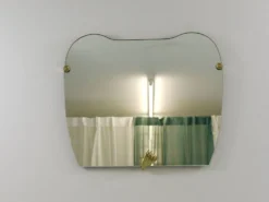 Miroir mural en laiton sculptural, Italie, années 1950