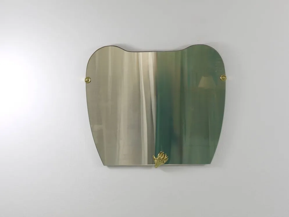 Miroir mural en laiton sculptural, Italie, années 1950
