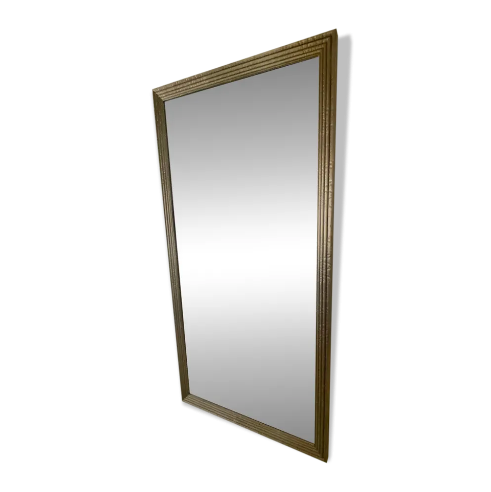 Miroir mural en métal texturé embossé et miroir biseauté