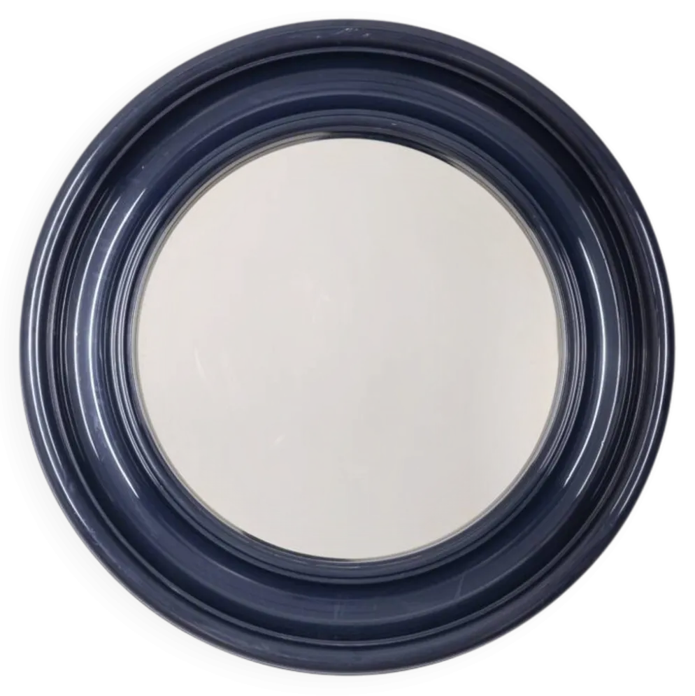 Miroir mural en plastique bleu au design italien vintage des années 1970
