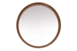 Miroir mural en plastique rond imitation bois années 1970 France