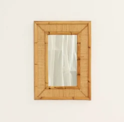 Miroir mural en rotin et canne des années 1970's, Espagne