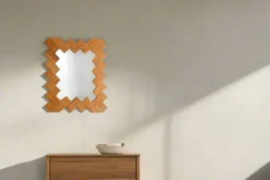 Miroir mural en rotin à motif à chevrons