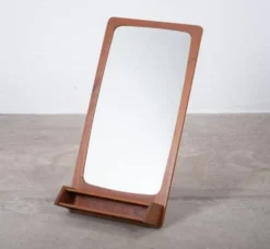 Miroir mural en teck avec étagère, Danemark, années 1960