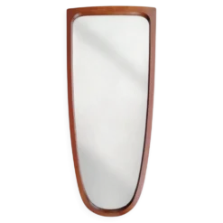 Miroir mural en teck, forme organique, Danemark années 60