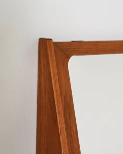 Miroir mural en teck scandinave avec compartiment de rangement, années 1960