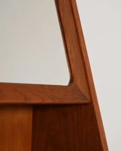 Miroir mural en teck scandinave avec compartiment de rangement, années 1960