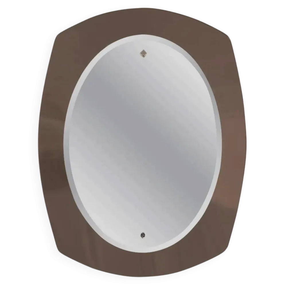 Miroir mural en verre biseauté de style mid-century moderne, Italie, années 1970