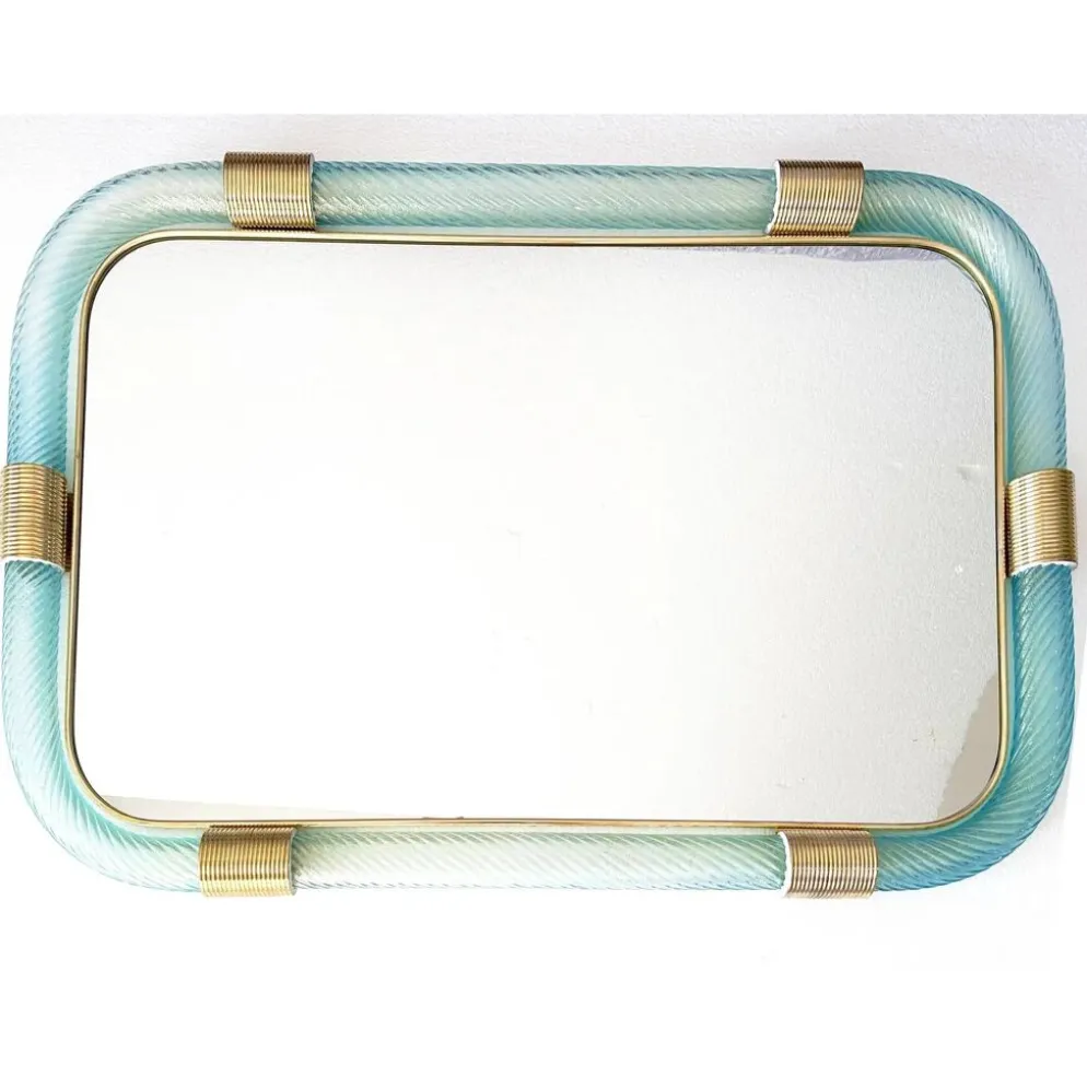 Miroir mural en verre de Murano "Torchon- Torciglione" Azzure de luxe