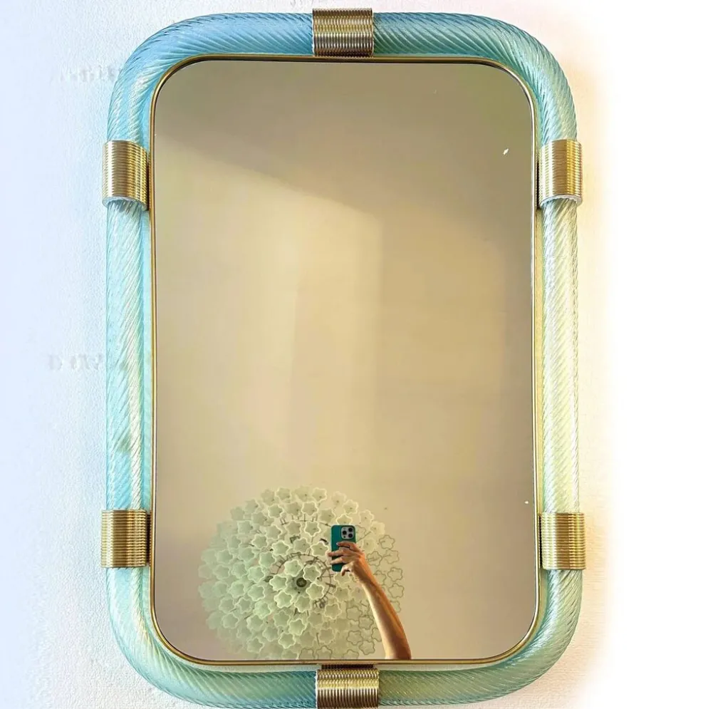 Miroir mural en verre de Murano "Torchon- Torciglione" Azzure de luxe