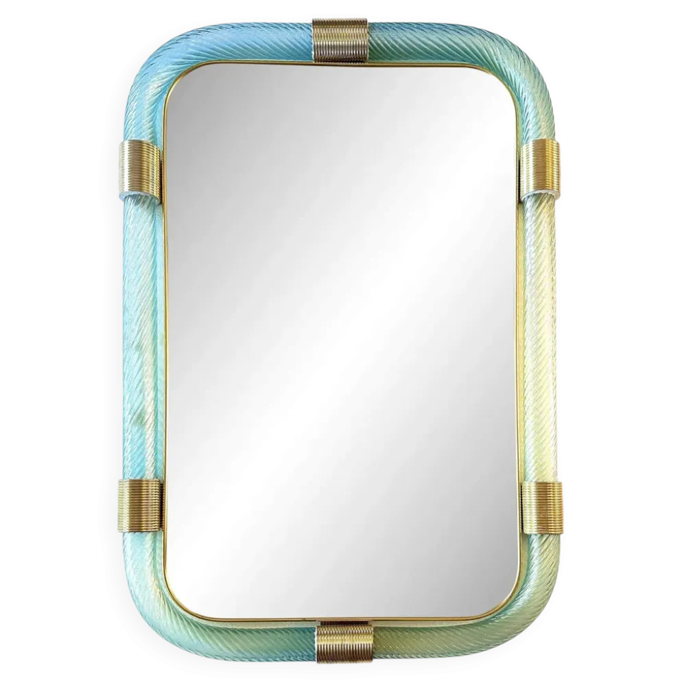 Miroir mural en verre de Murano "Torchon- Torciglione" Azzure de luxe
