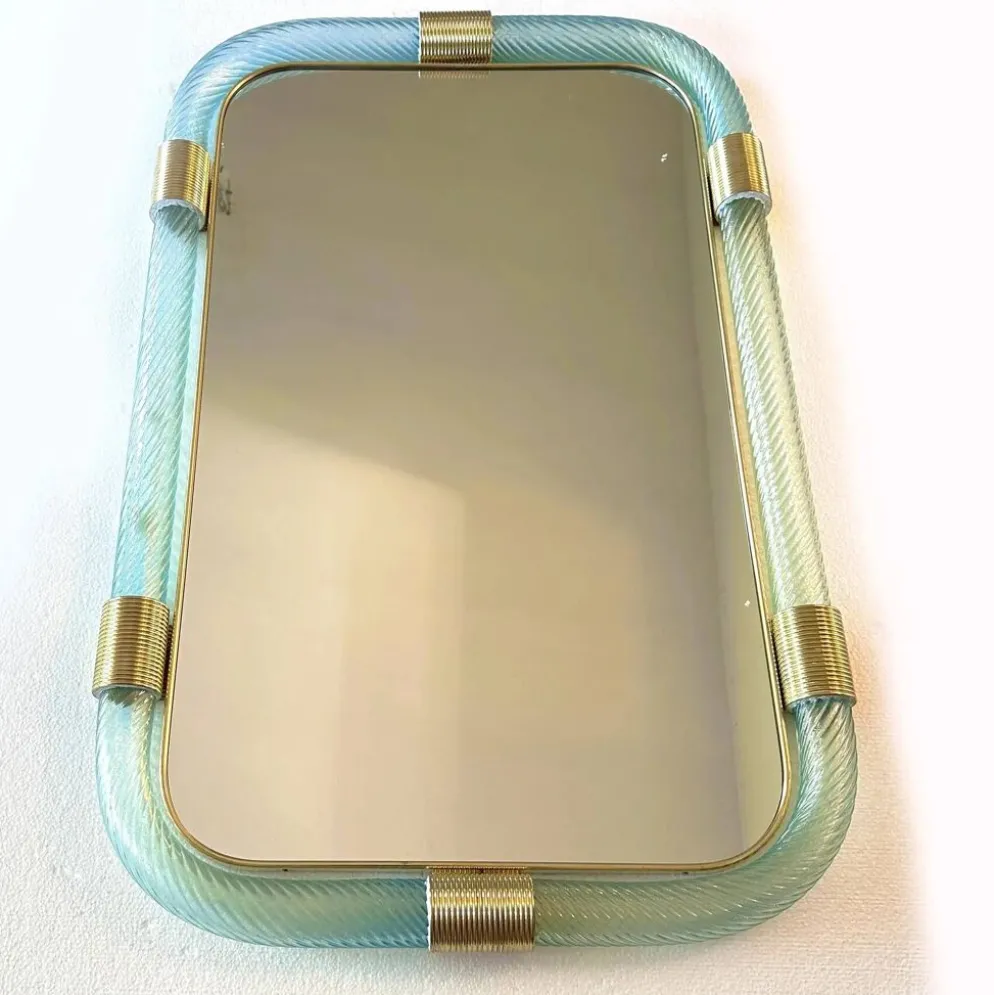 Miroir mural en verre de Murano "Torchon- Torciglione" Azzure de luxe