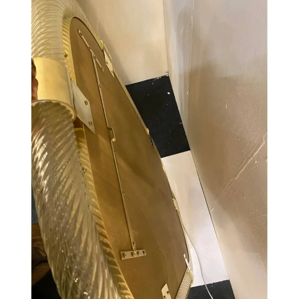 Miroir mural en verre de Murano doré « Torciglione » de style Barovier