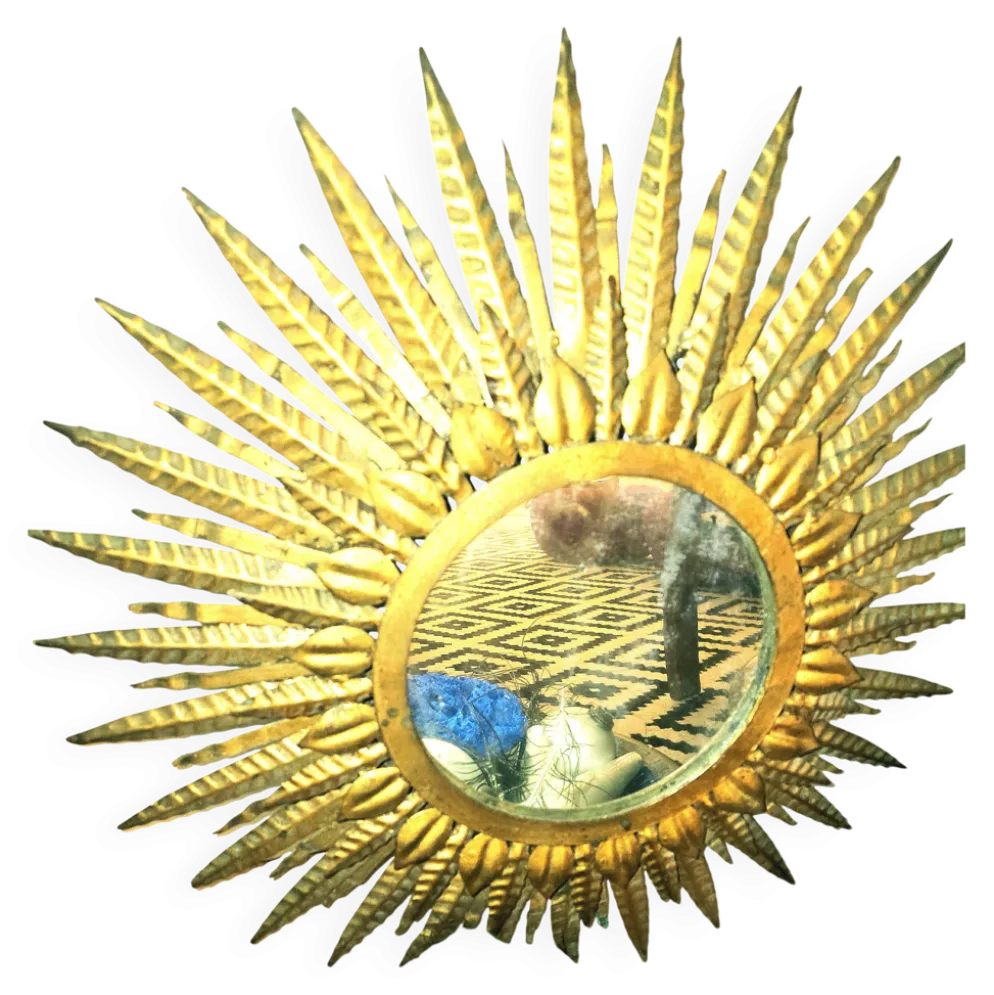 Miroir murale soleil lampe xxl géant illustrations vintage design