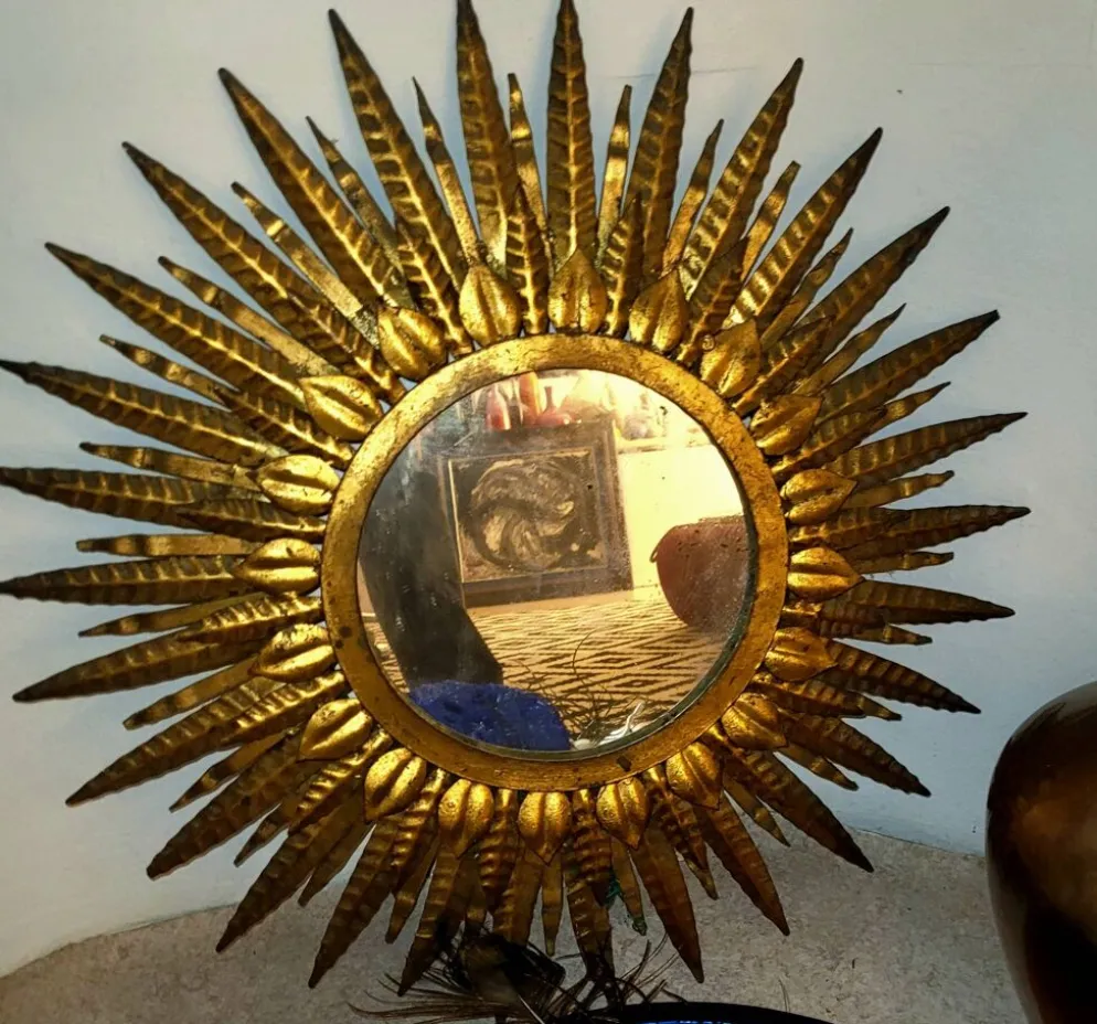 Miroir murale soleil lampe xxl géant illustrations vintage design