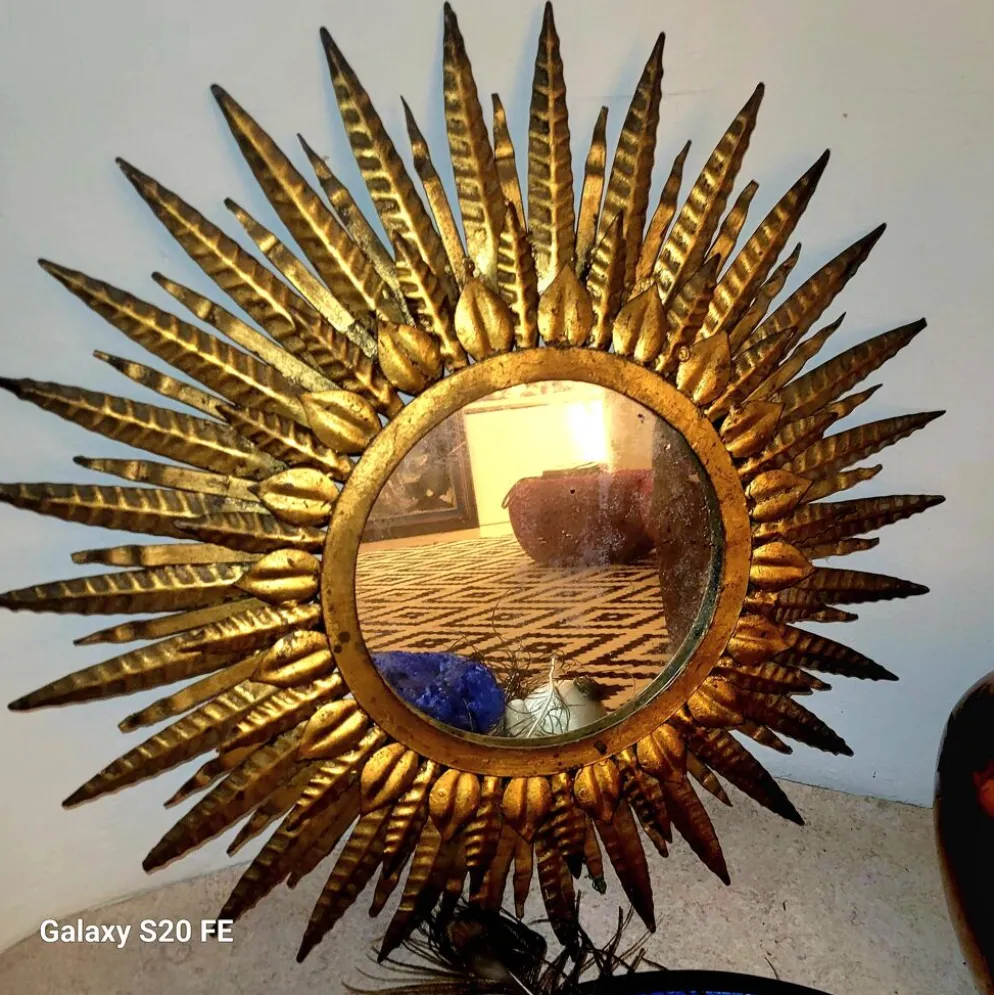 Miroir murale soleil lampe xxl géant illustrations vintage design