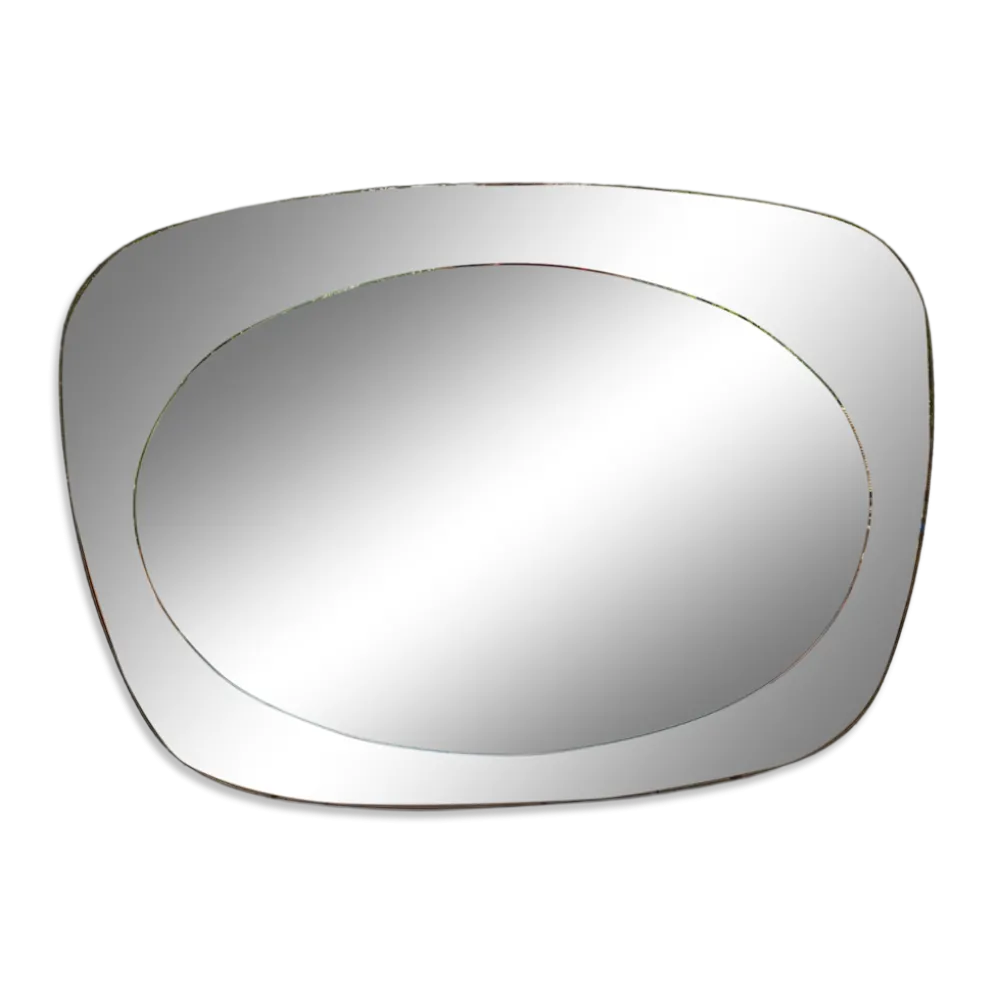 Miroir mural forme libre fumé bronze, années 1970