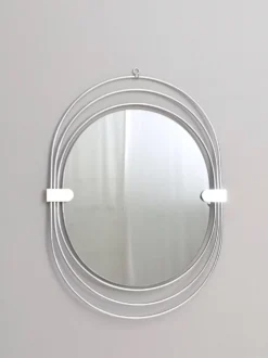 Miroir mural fumé avec cadre en métal chromé triple, Italie