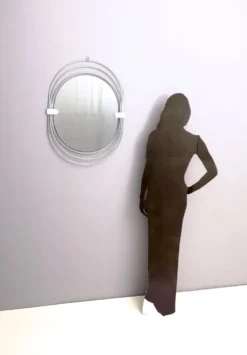 Miroir mural fumé avec cadre en métal chromé triple, Italie