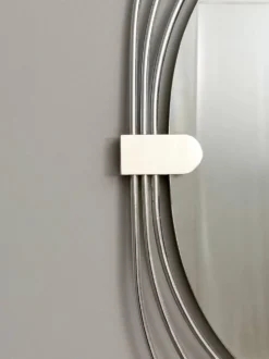Miroir mural fumé avec cadre en métal chromé triple, Italie