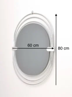 Miroir mural fumé avec cadre en métal chromé triple, Italie