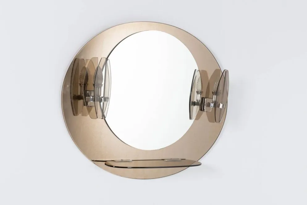 Miroir mural Mid-Century moderne avec appliques de Veca, Italie, 1960s