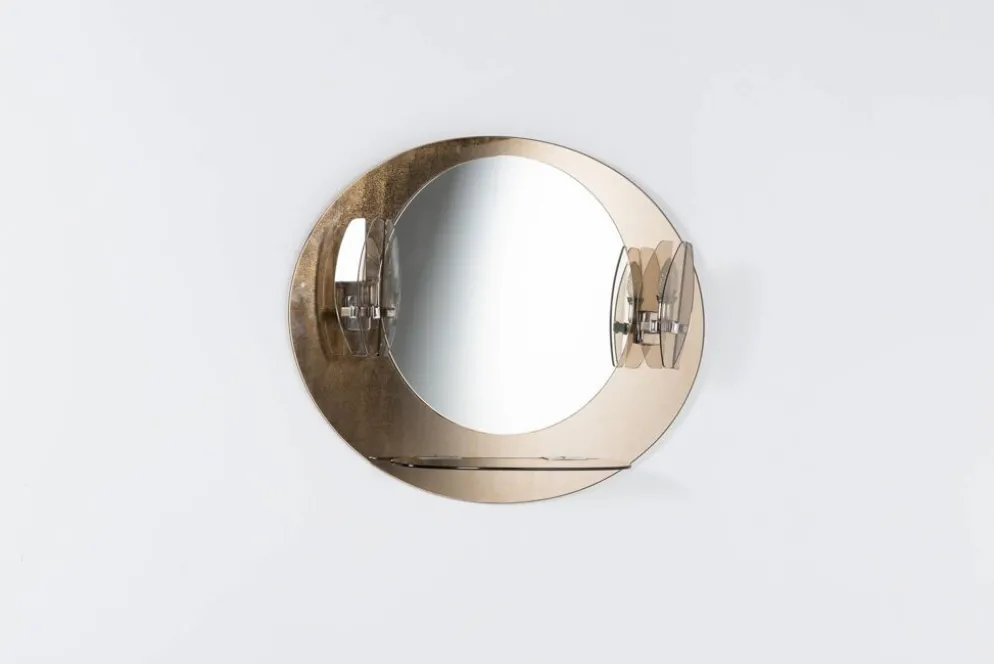 Miroir mural Mid-Century moderne avec appliques de Veca, Italie, 1960s