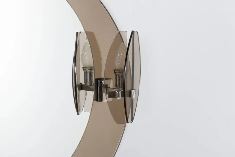 Miroir mural Mid-Century moderne avec appliques de Veca, Italie, 1960s
