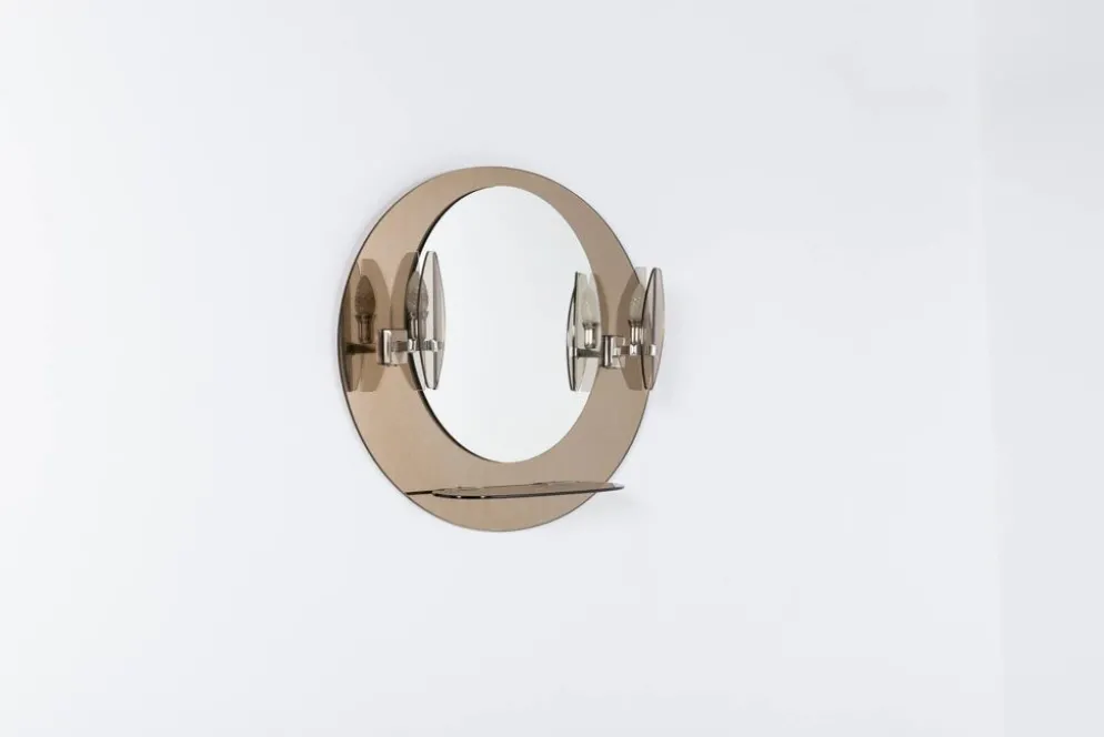 Miroir mural Mid-Century moderne avec appliques de Veca, Italie, 1960s