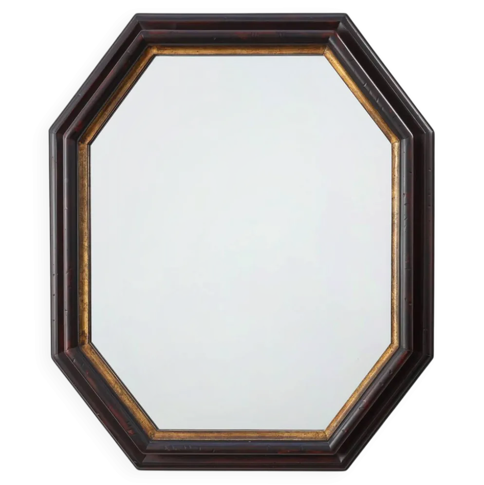 Miroir mural octogonal en bronze par Deknudt, Belgique, 20e siècle