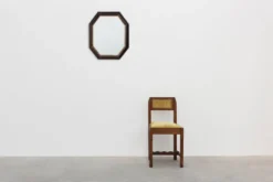 Miroir mural octogonal en bronze par Deknudt, Belgique, 20e siècle