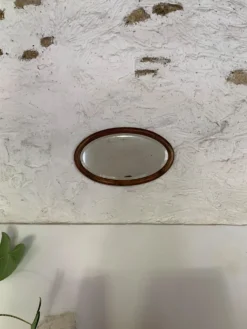 Miroir mural ovale bois et stuc