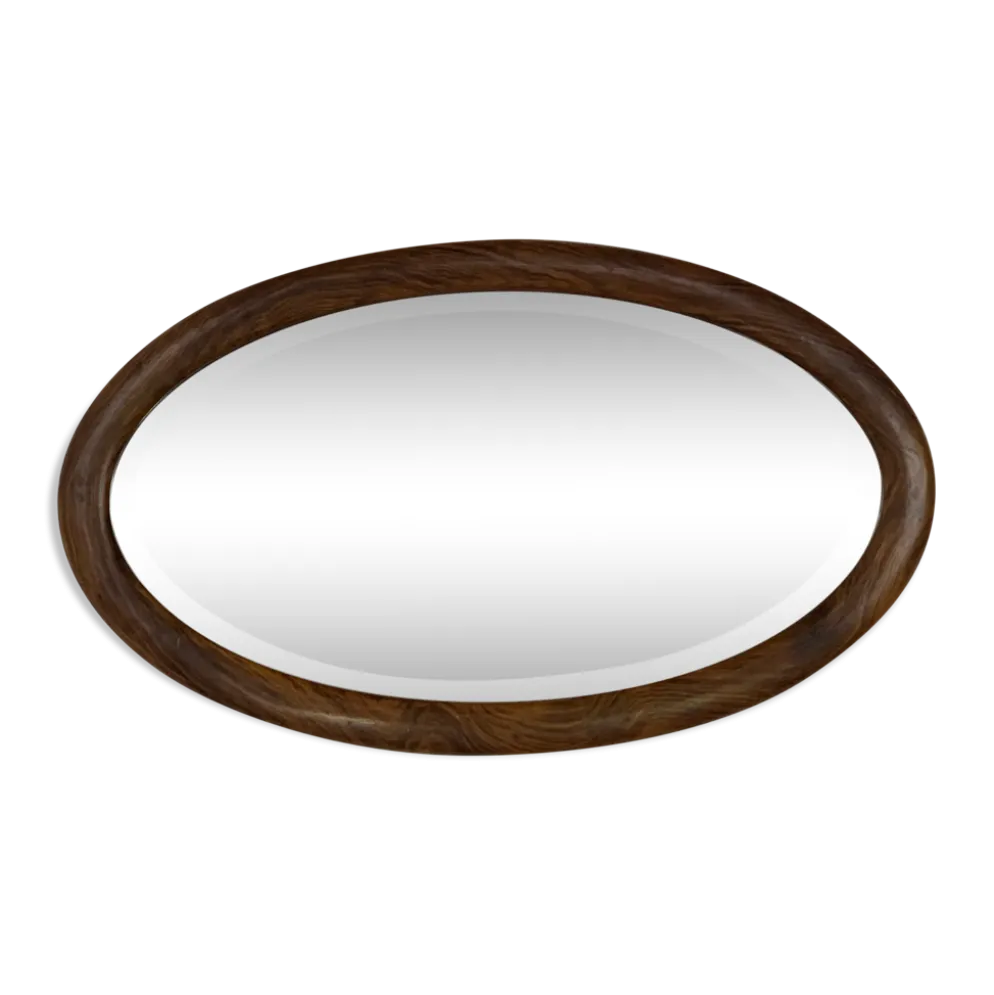 Miroir mural ovale bois et stuc