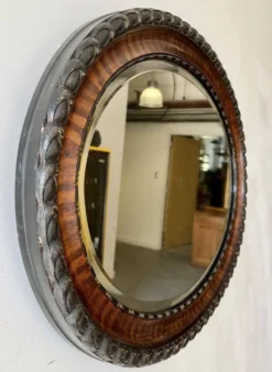 Miroir mural ovale édouardien avec bord biseauté