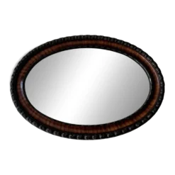 Miroir mural ovale édouardien avec bord biseauté