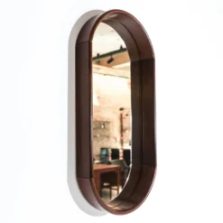 Miroir mural ovale moderniste, Italie années 1960