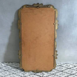 Miroir mural rectangulaire vintage avec cadre en bronze, miroir en bronze