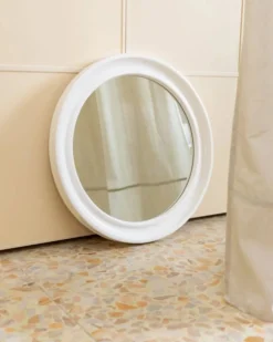 Miroir mural rond Carrara & Matta - Vintage Spiegel blanc - Fabriqué en Italie - Années 1970