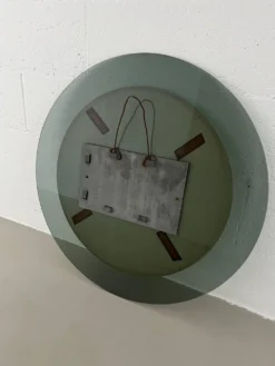 Miroir mural rond décoratif en verre fumé, objet de collection italien de l'ère spatiale