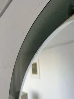 Miroir mural rond décoratif en verre fumé, objet de collection italien de l'ère spatiale