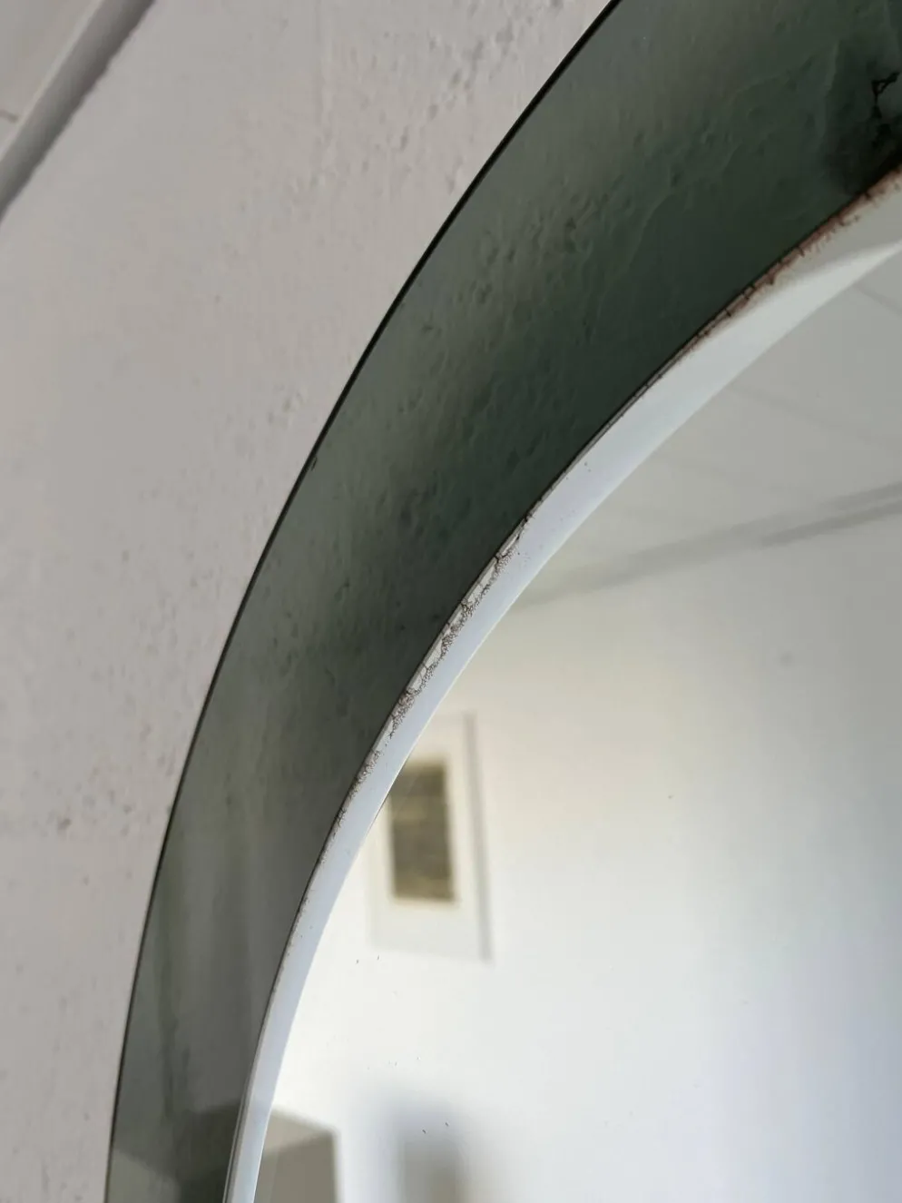 Miroir mural rond décoratif en verre fumé, objet de collection italien de l'ère spatiale