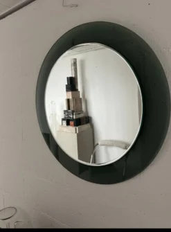 Miroir mural rond décoratif en verre fumé, objet de collection italien de l'ère spatiale